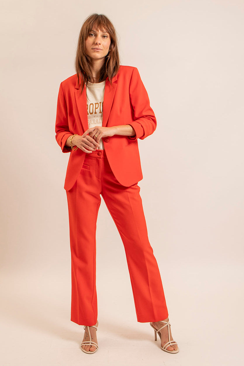 Pantalon tailleur infroissable orange | Elora