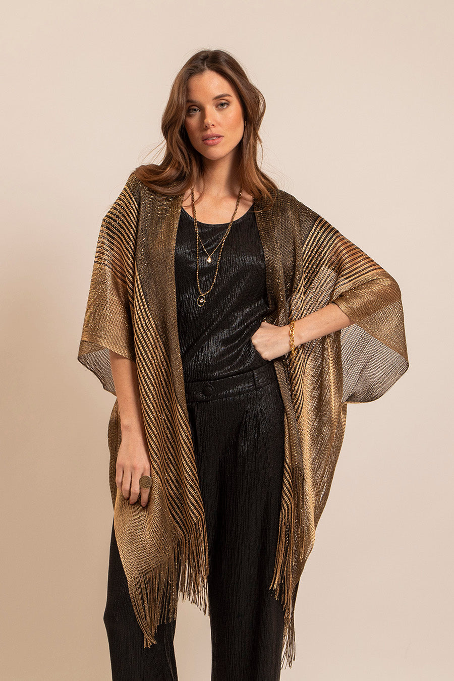 Tee-Shirt effet métallisé noir | Elora