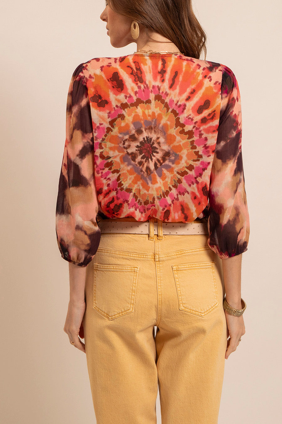 Blouse tie and dye rose et brique | Elora