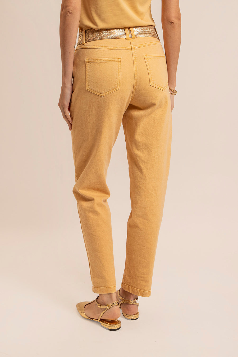 Pantalon large coloris paille | Elora