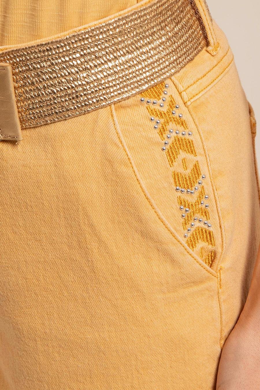 Pantalon large coloris paille | Elora