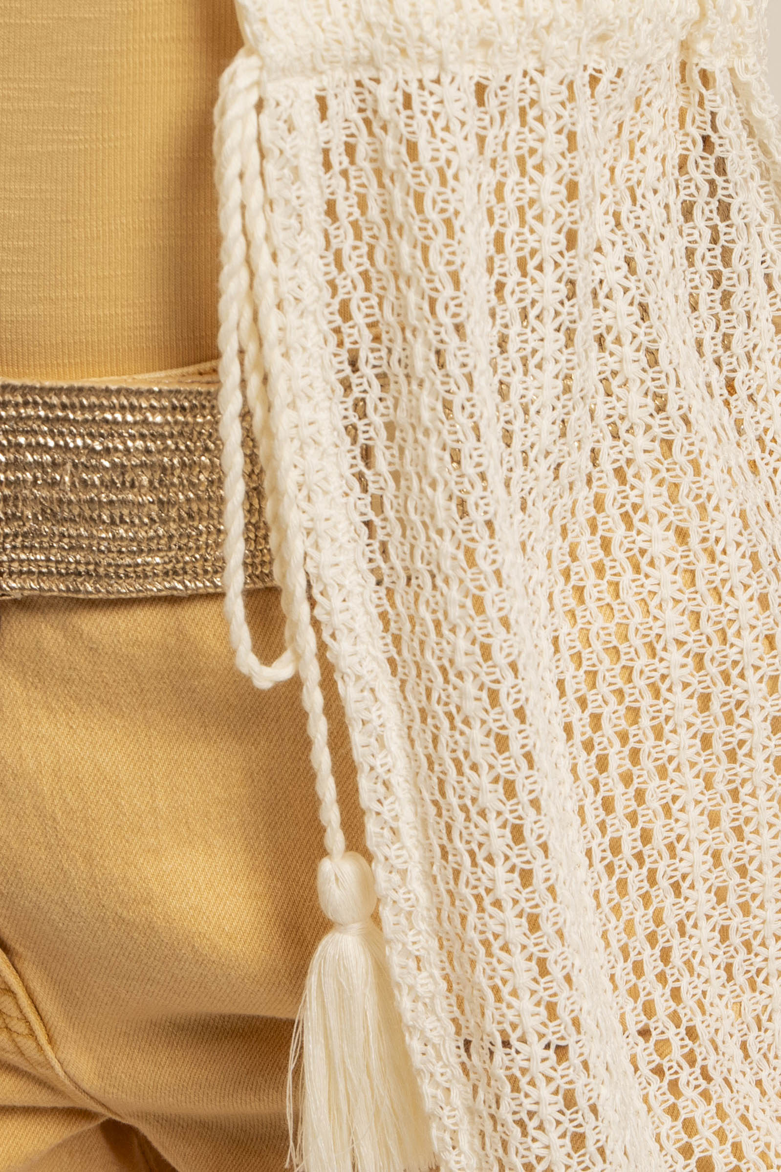 Long gilet en maille écru | Elora