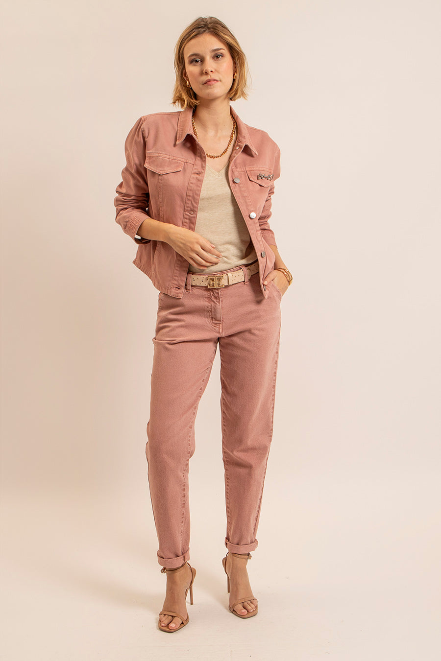 Pantalon large coloris bruyère | Elora