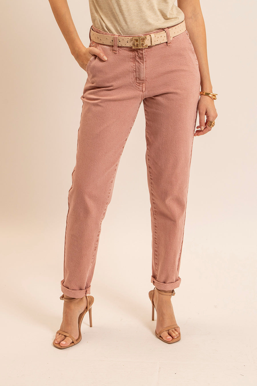 Pantalon large coloris bruyère | Elora