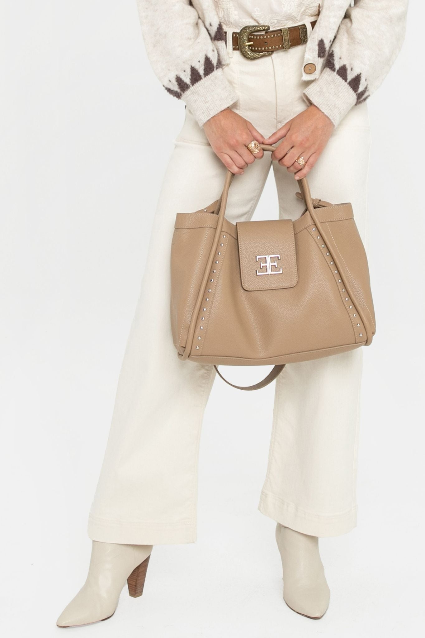 Sac cabas simili cuir beige | Elora