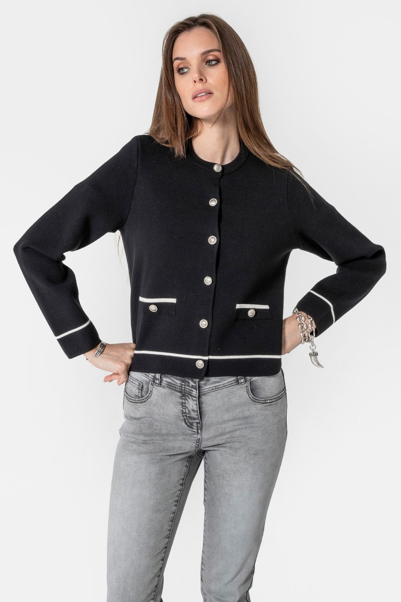 Gilet inspiration couture noir et écru | Elora