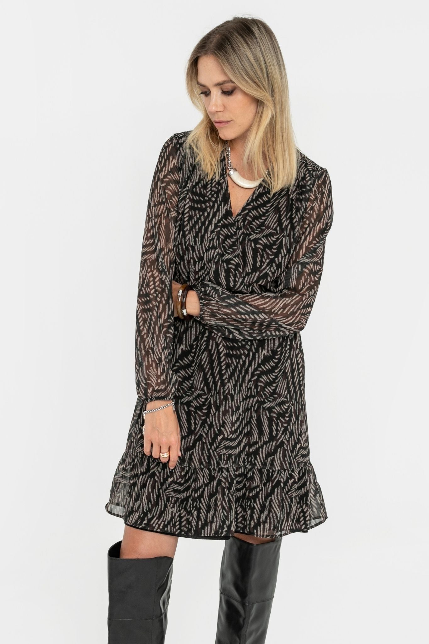 Robe courte imprimé choco et noir | Elora