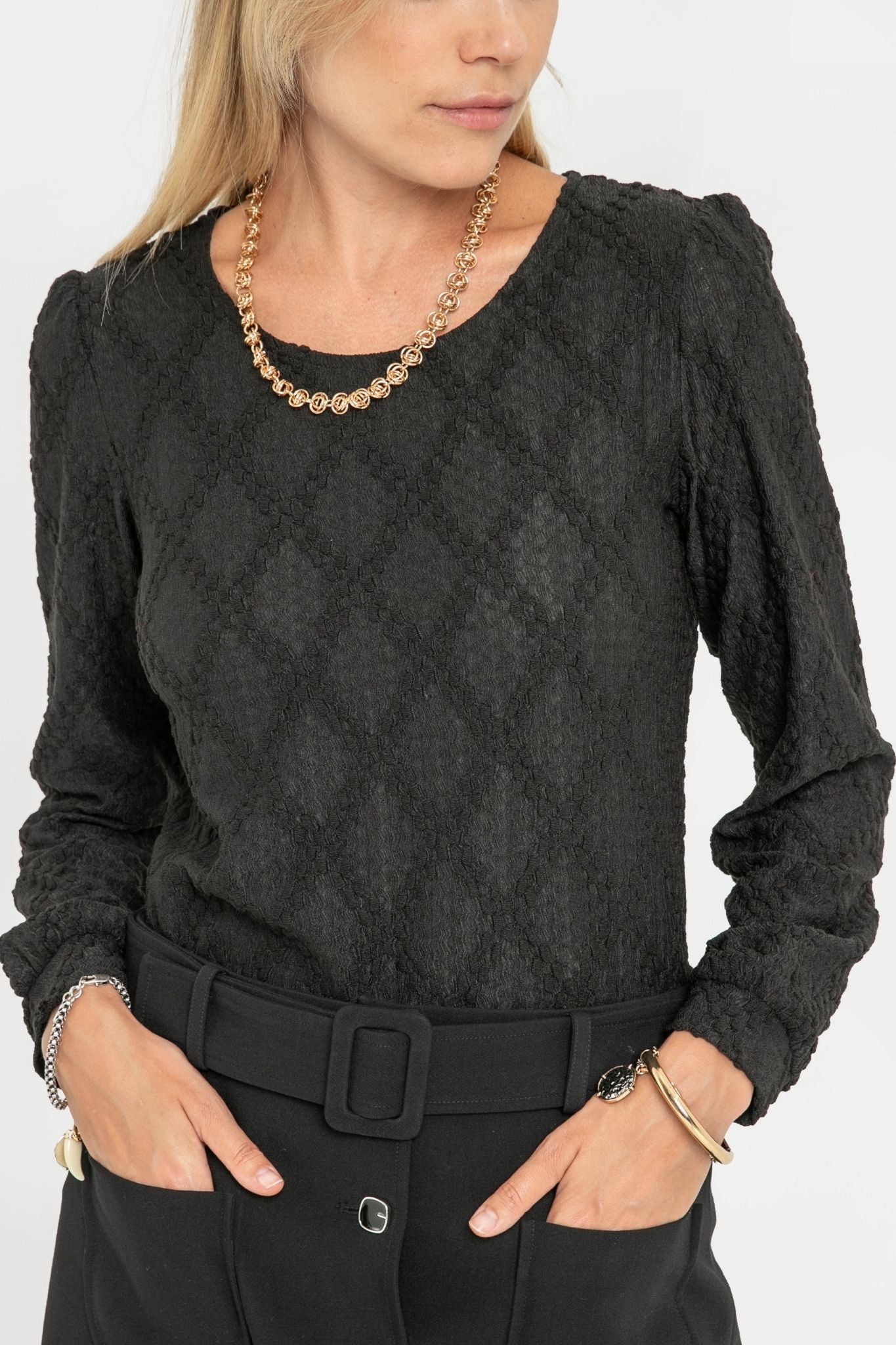 T-shirt esprit dentelle noir | Elora