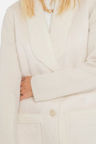 Manteau long bi matières écru | Elora