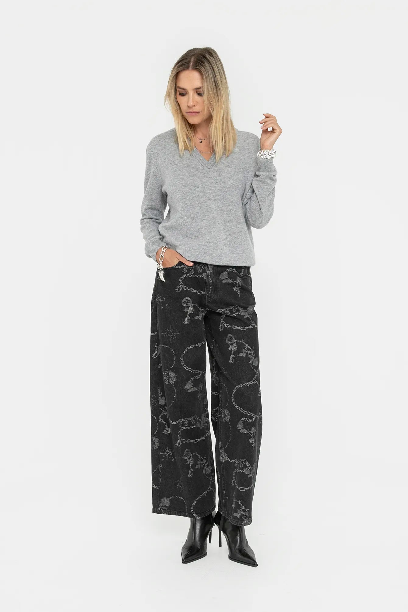 Pull col V gris | Elora