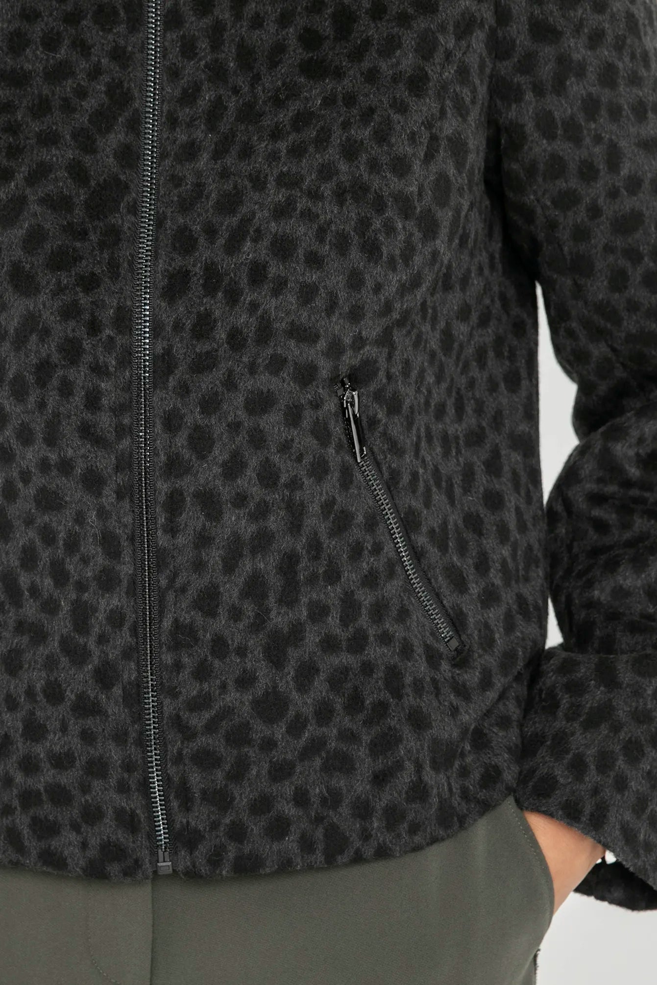 Veste inspiration couture imprimé léopard noir et gris | Elora