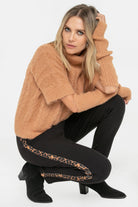 Legging noir avec bande léopard | Elora