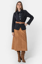 Veste rayé bi-matières navy | Elora