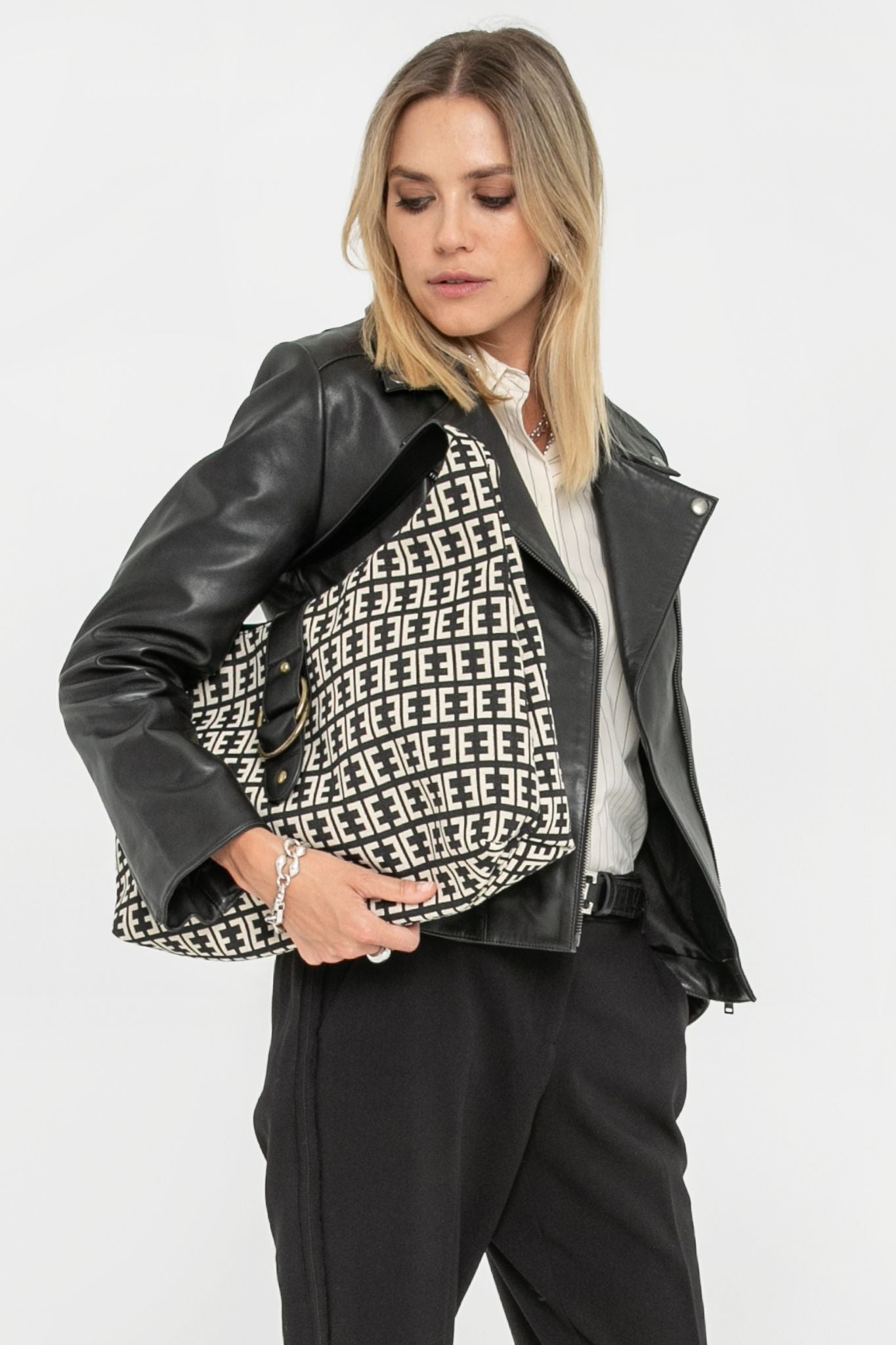 Sac monogramme noir et écru | Elora