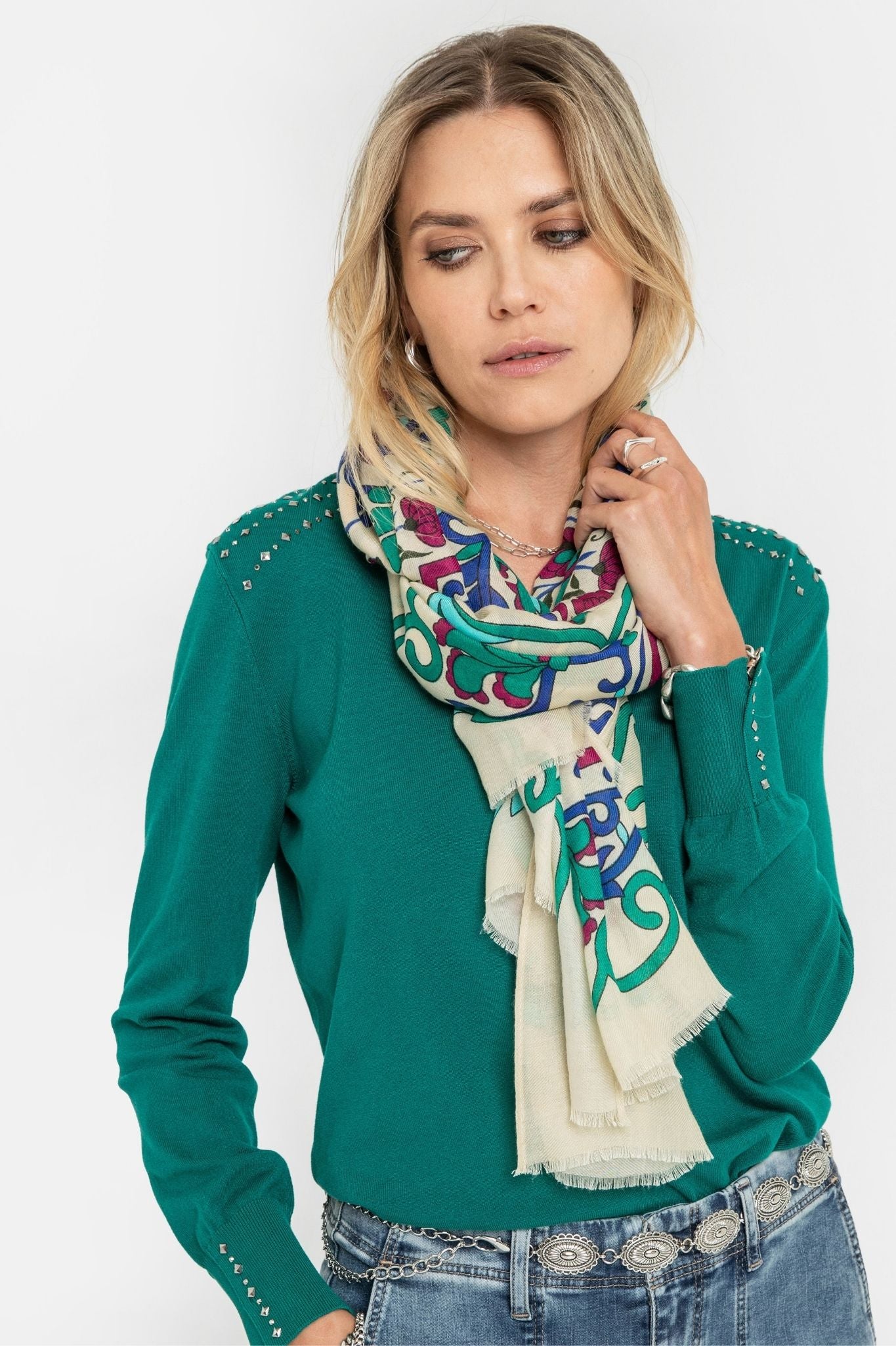 Pull clouté vert | Elora