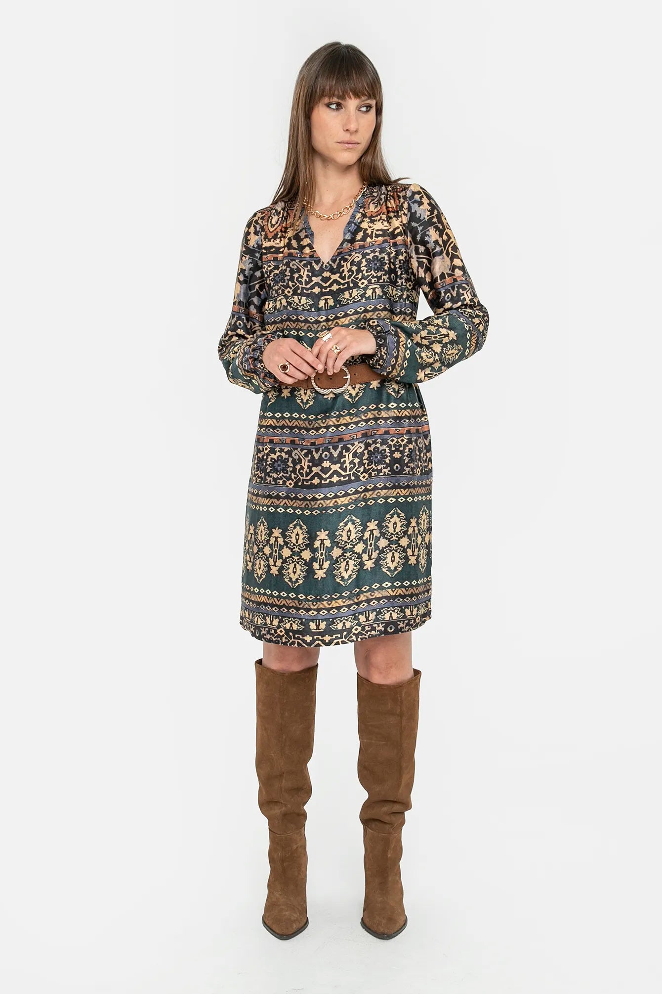 Robe et ceinture aux motifs aztèque | Elora