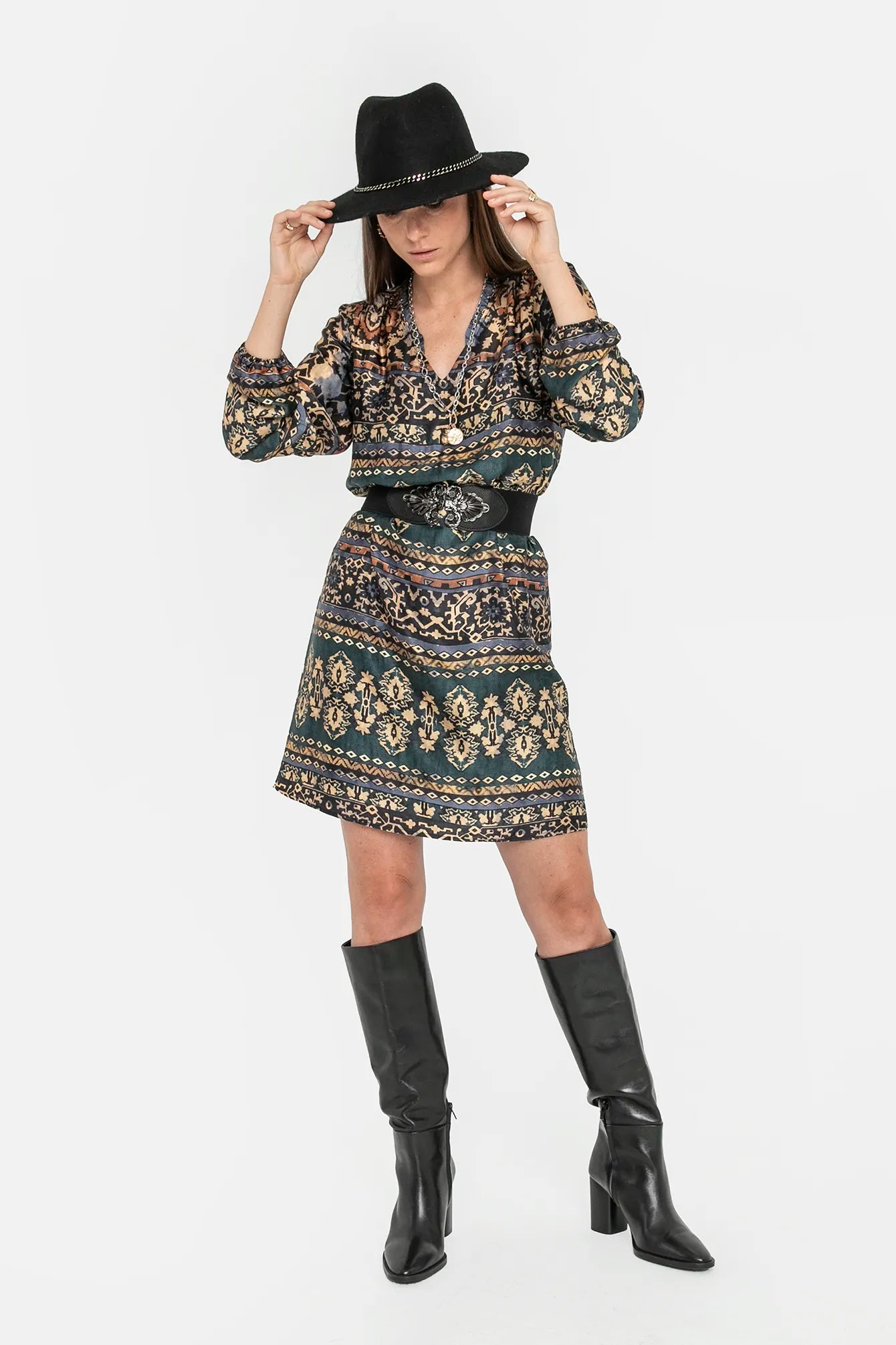 Robe et ceinture aux motifs aztèque | Elora