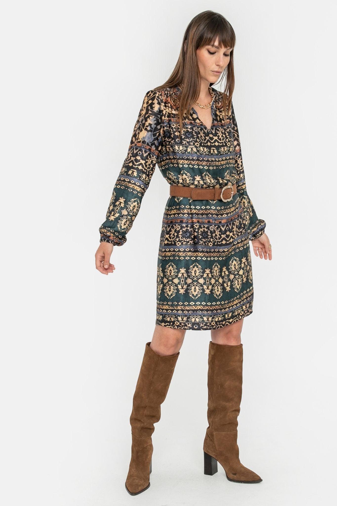 Robe et ceinture aux motifs aztèque | Elora