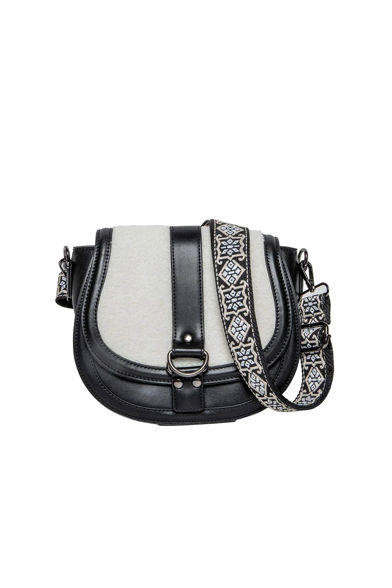 Sac bi matières noir et écru | Elora