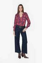 Blouse à motif cachemire bleu et rose | Elora