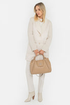 Manteau long bi-matières écru | Elora