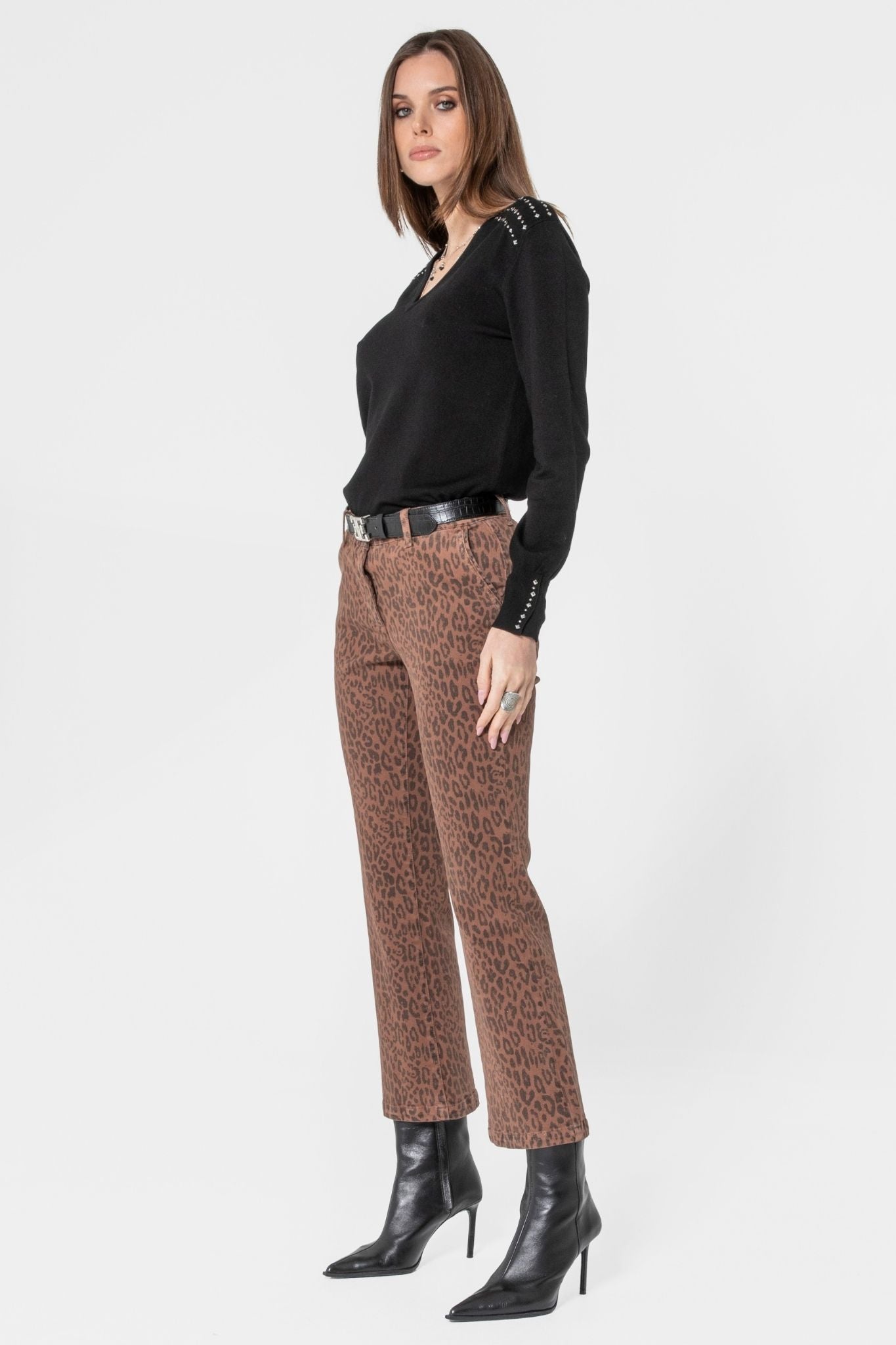 Pantalon bootcut à motif léopard | Elora