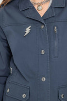 Veste avec broderies bleu | Elora