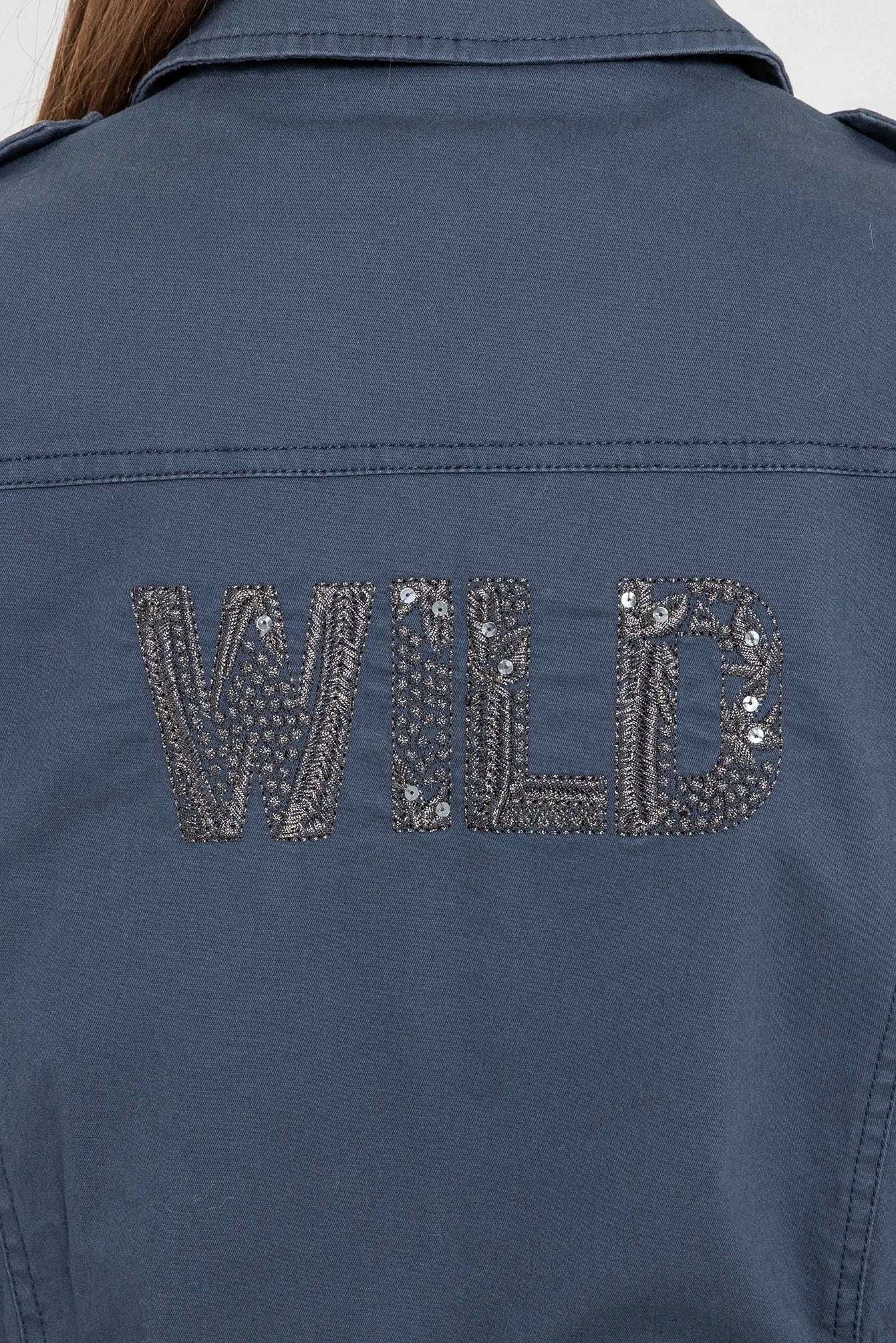 Veste avec broderies bleu | Elora