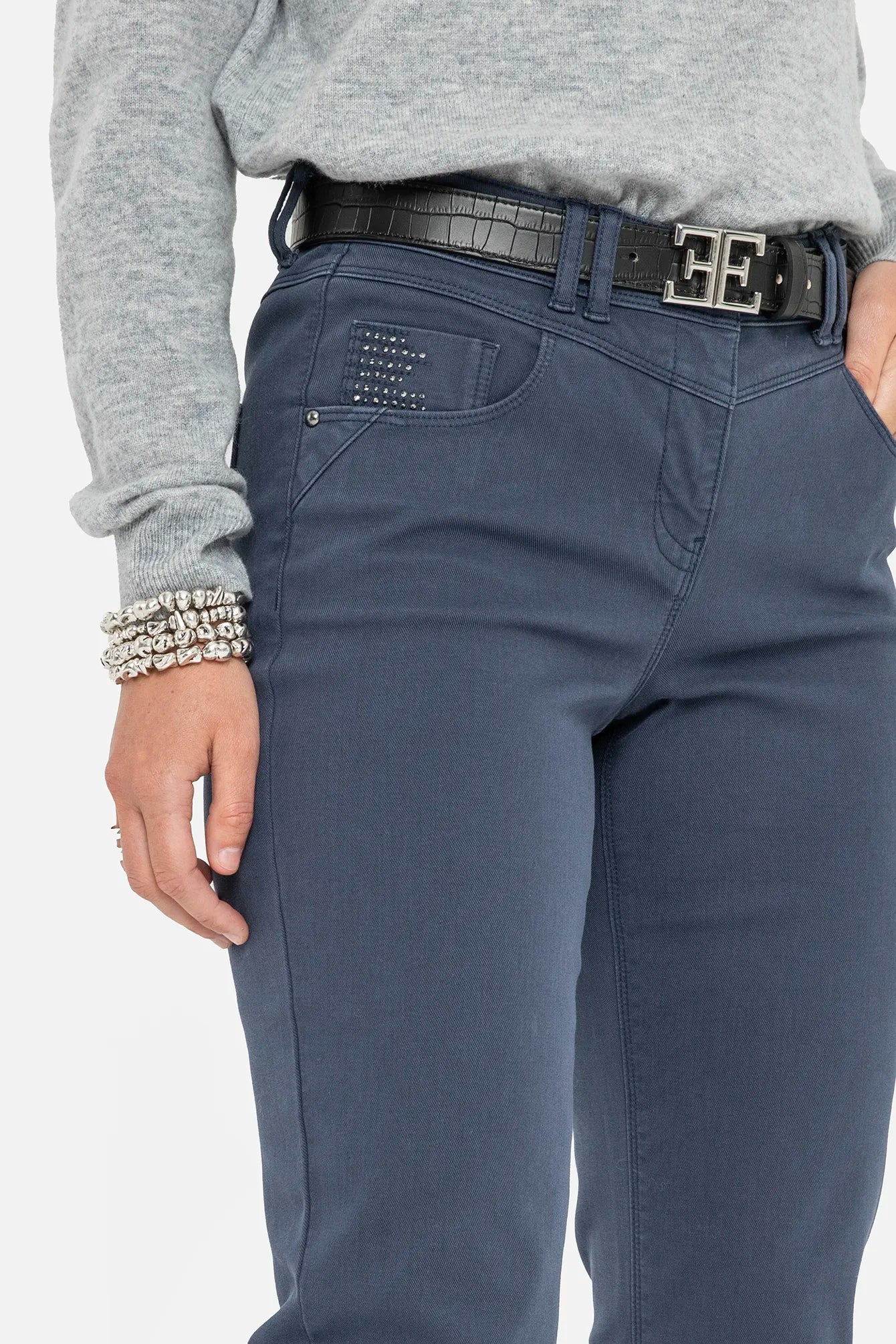 Pantalon slim bleu | Elora