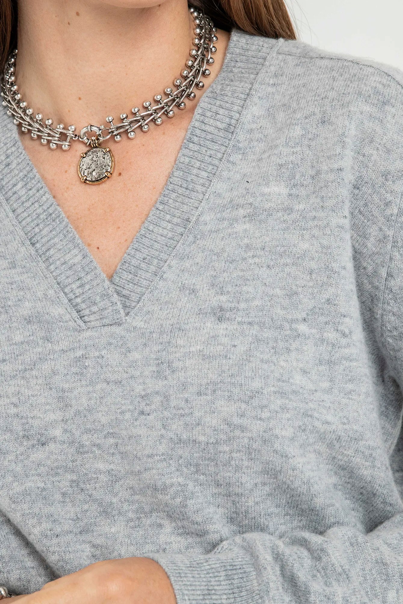 Pull col V gris | Elora