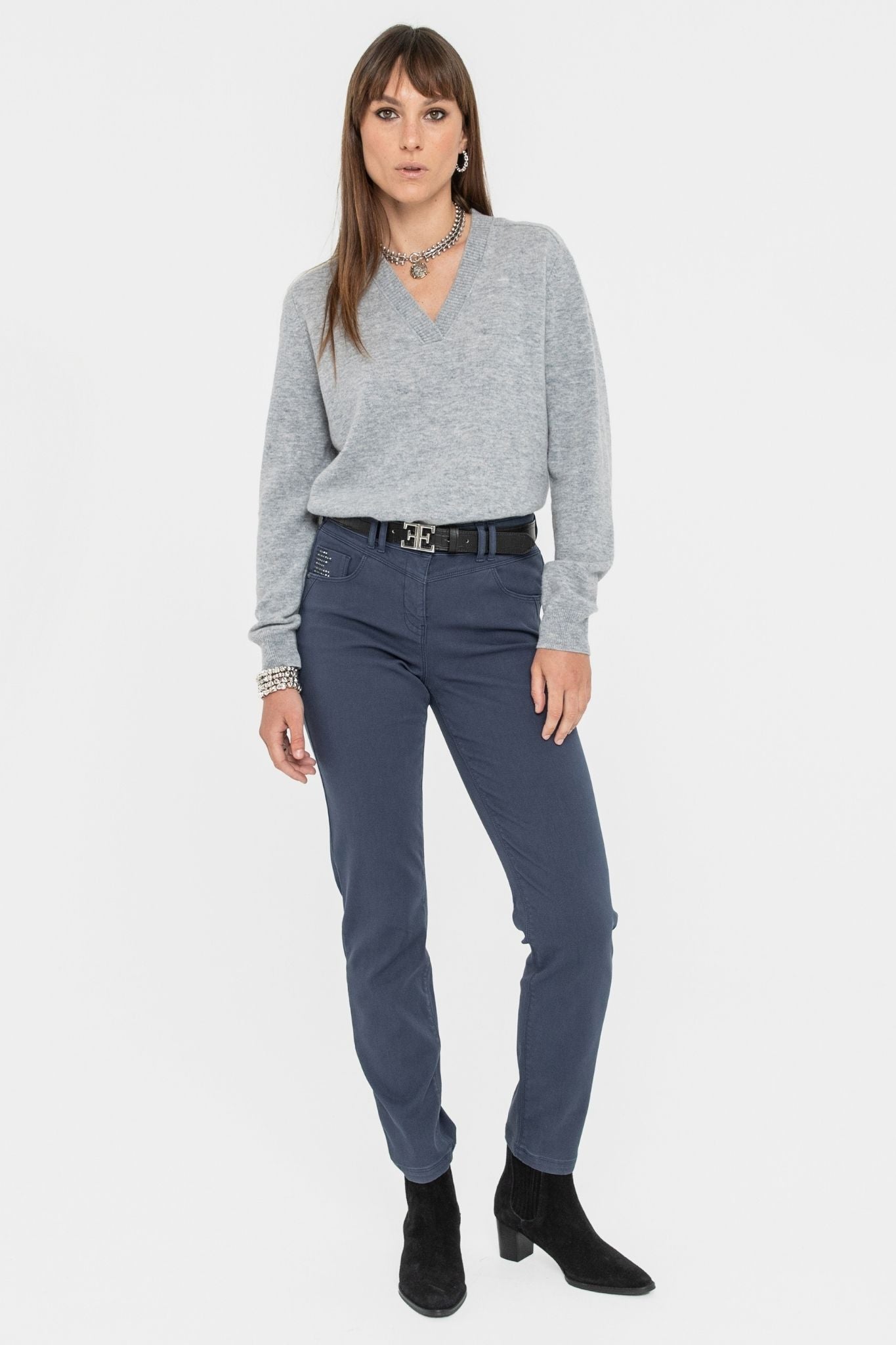 Pantalon slim bleu | Elora