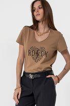 Tee-shirt à strass avec message léopard | Elora