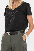 Tee-shirt à strass noir | Elora