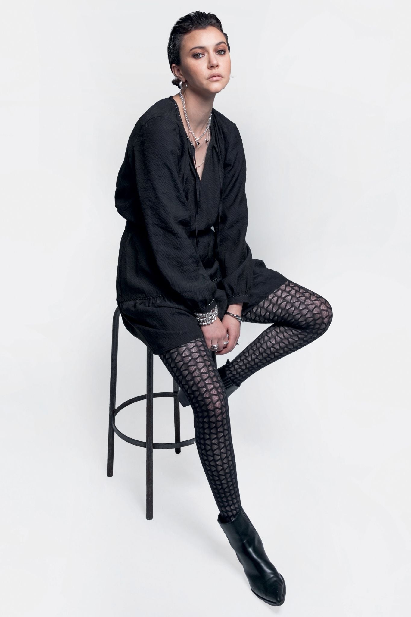 Collants motif graphique coloris noir | Elora