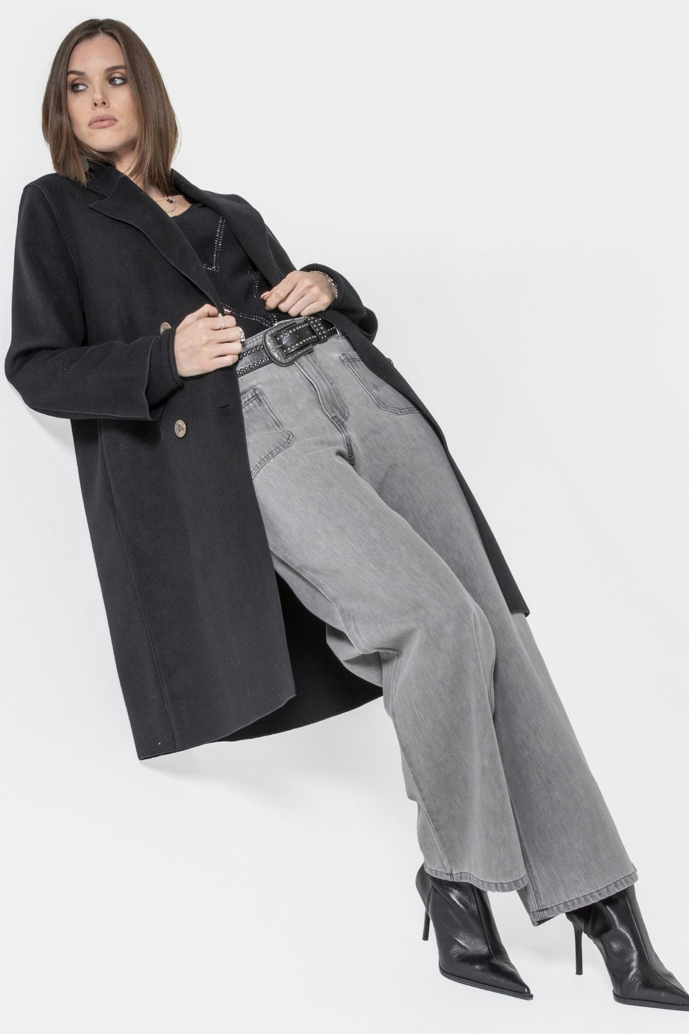 Manteau long noir | Elora