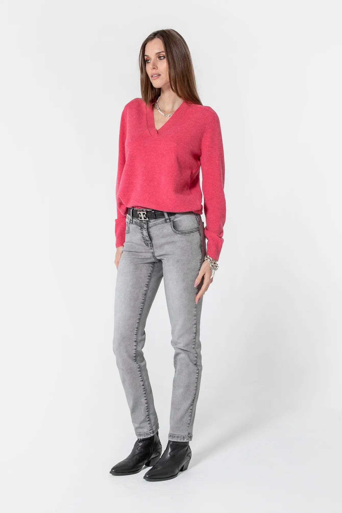 Pull col V rose | Elora