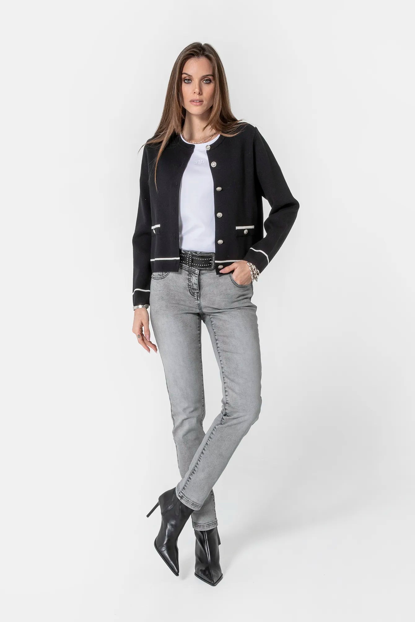 Gilet inspiration couture noir et écru | Elora