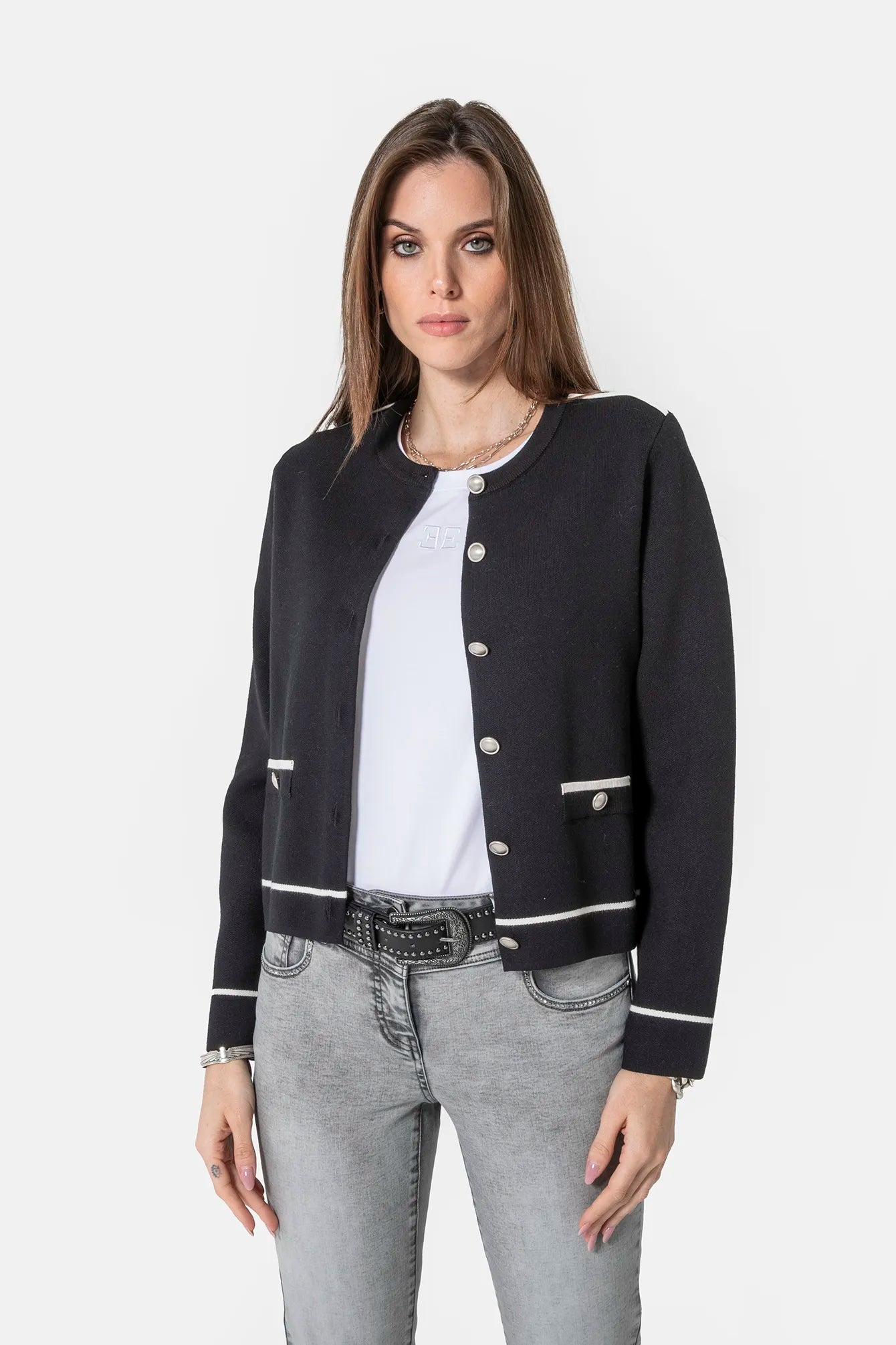 Gilet inspiration couture noir et écru | Elora