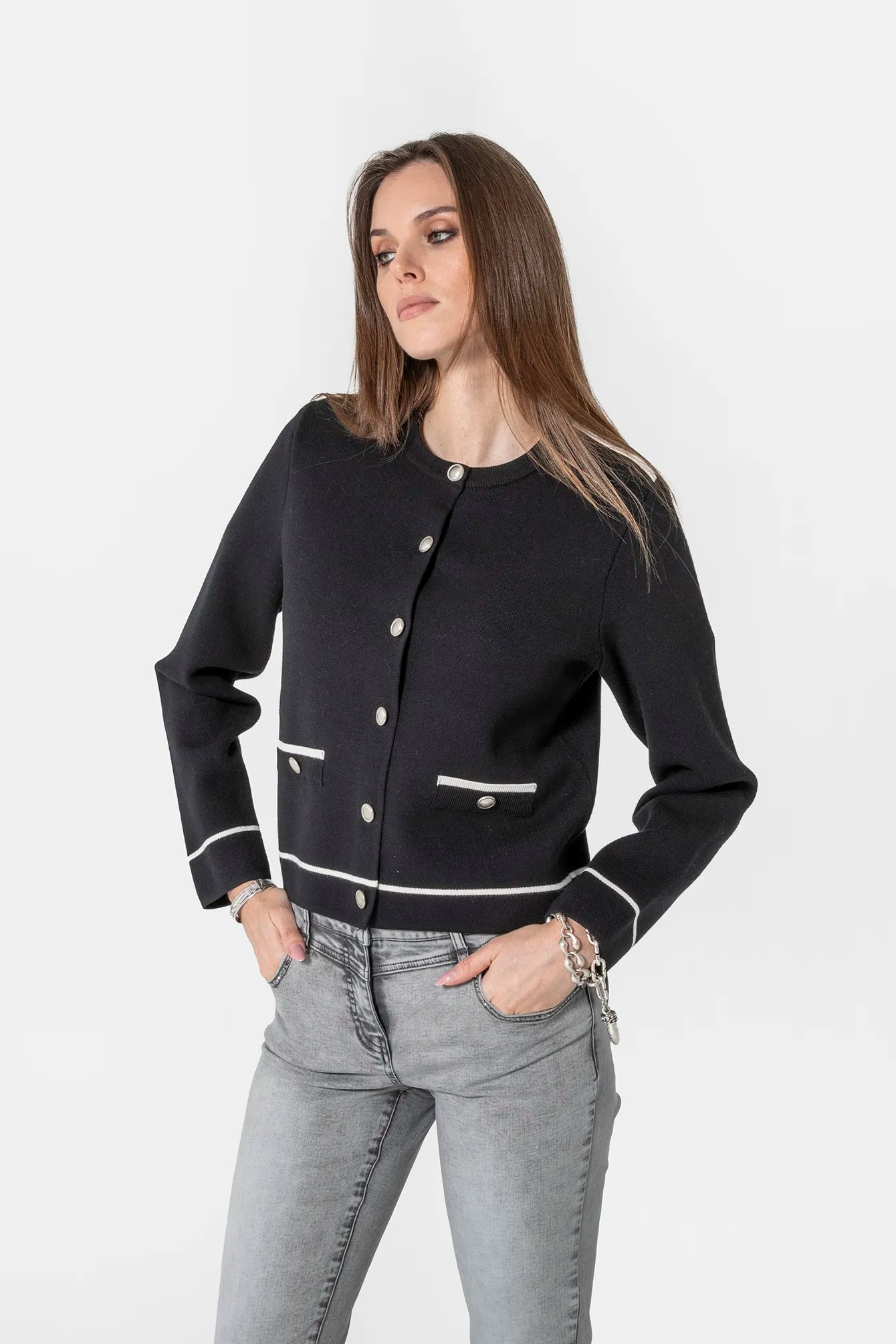 Gilet inspiration couture noir et écru | Elora