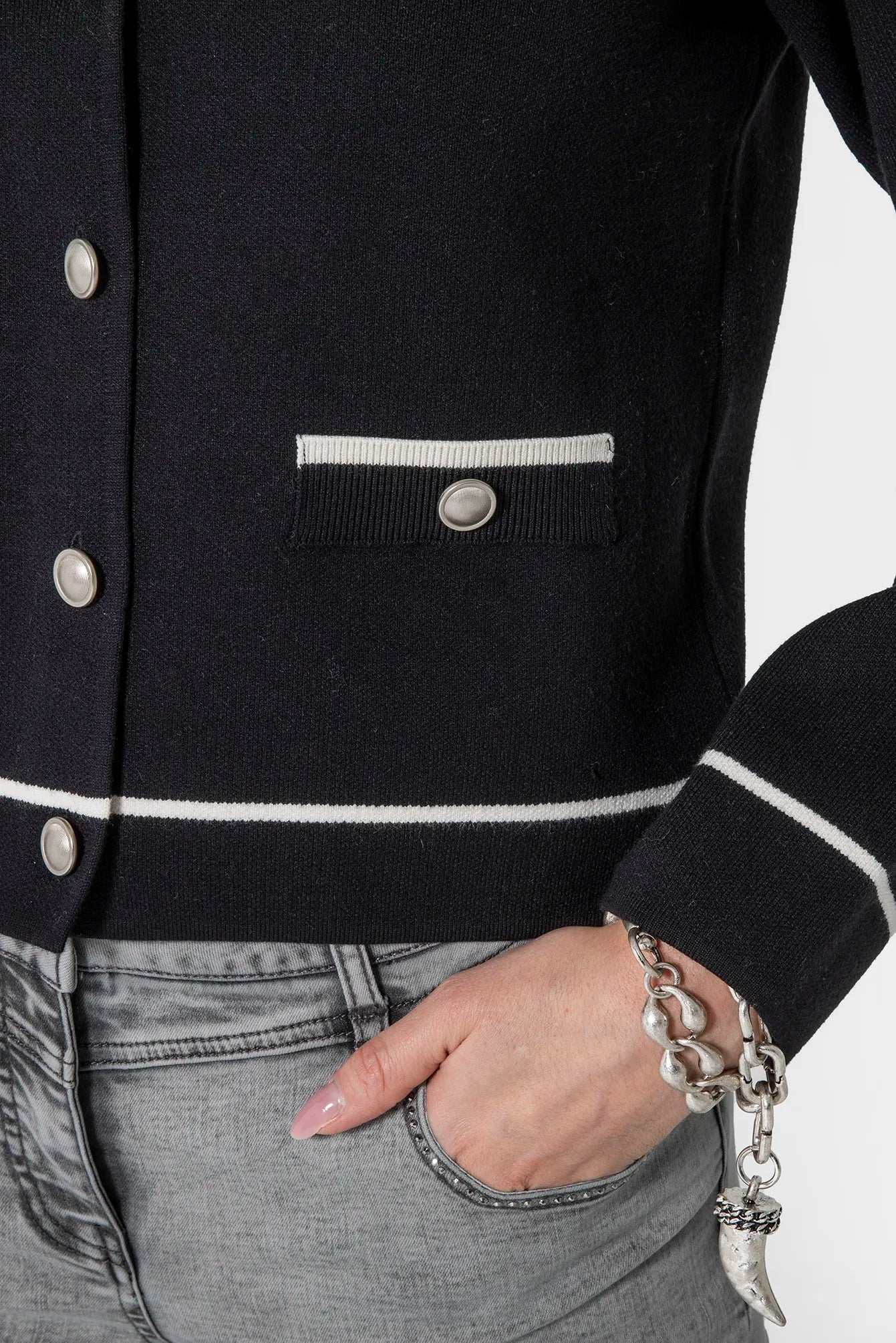 Gilet inspiration couture noir et écru | Elora