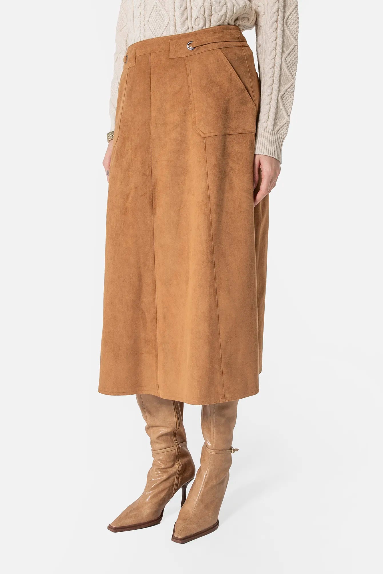 Jupe longue en suédine camel | Elora