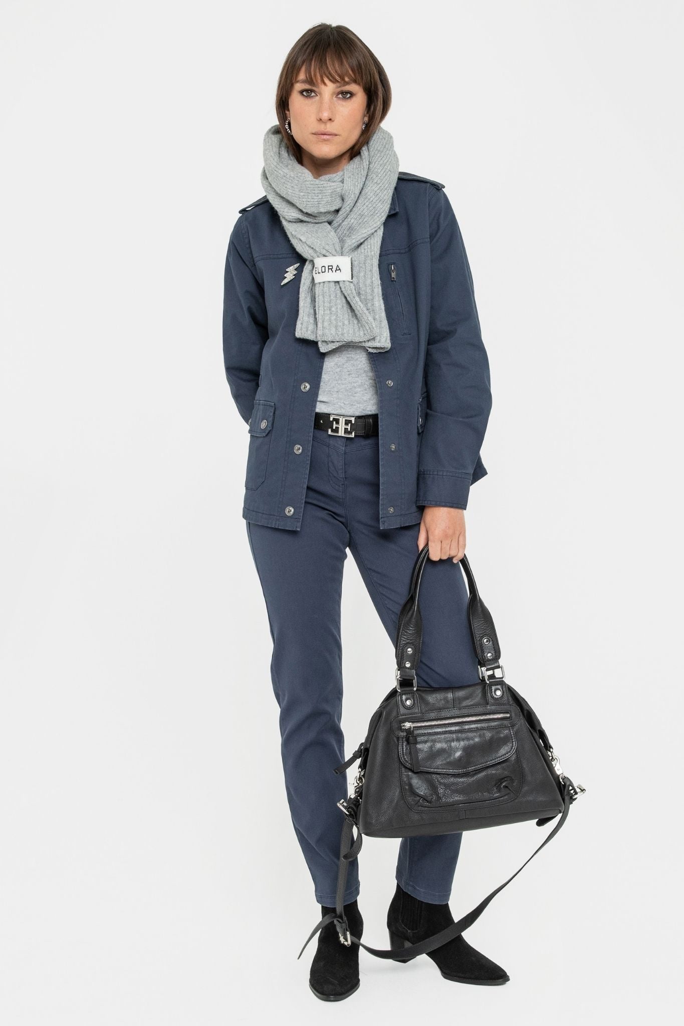 Veste avec broderies bleu | Elora