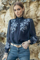 Blouse à motif floral bleu | Elora