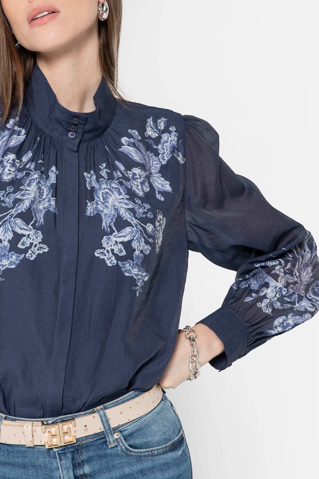 Blouse à motif floral bleu | Elora
