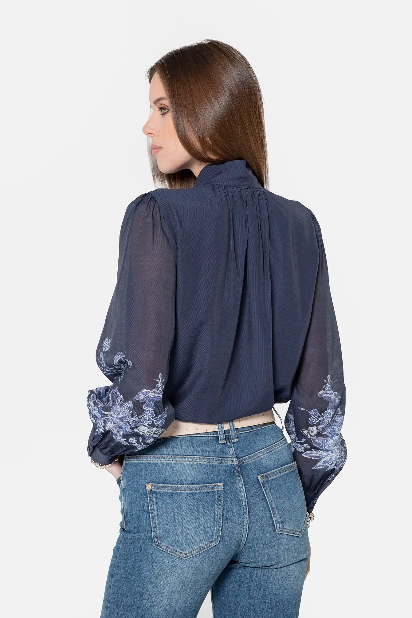 Blouse à motif floral bleu | Elora