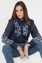Blouse à motif floral bleu | Elora