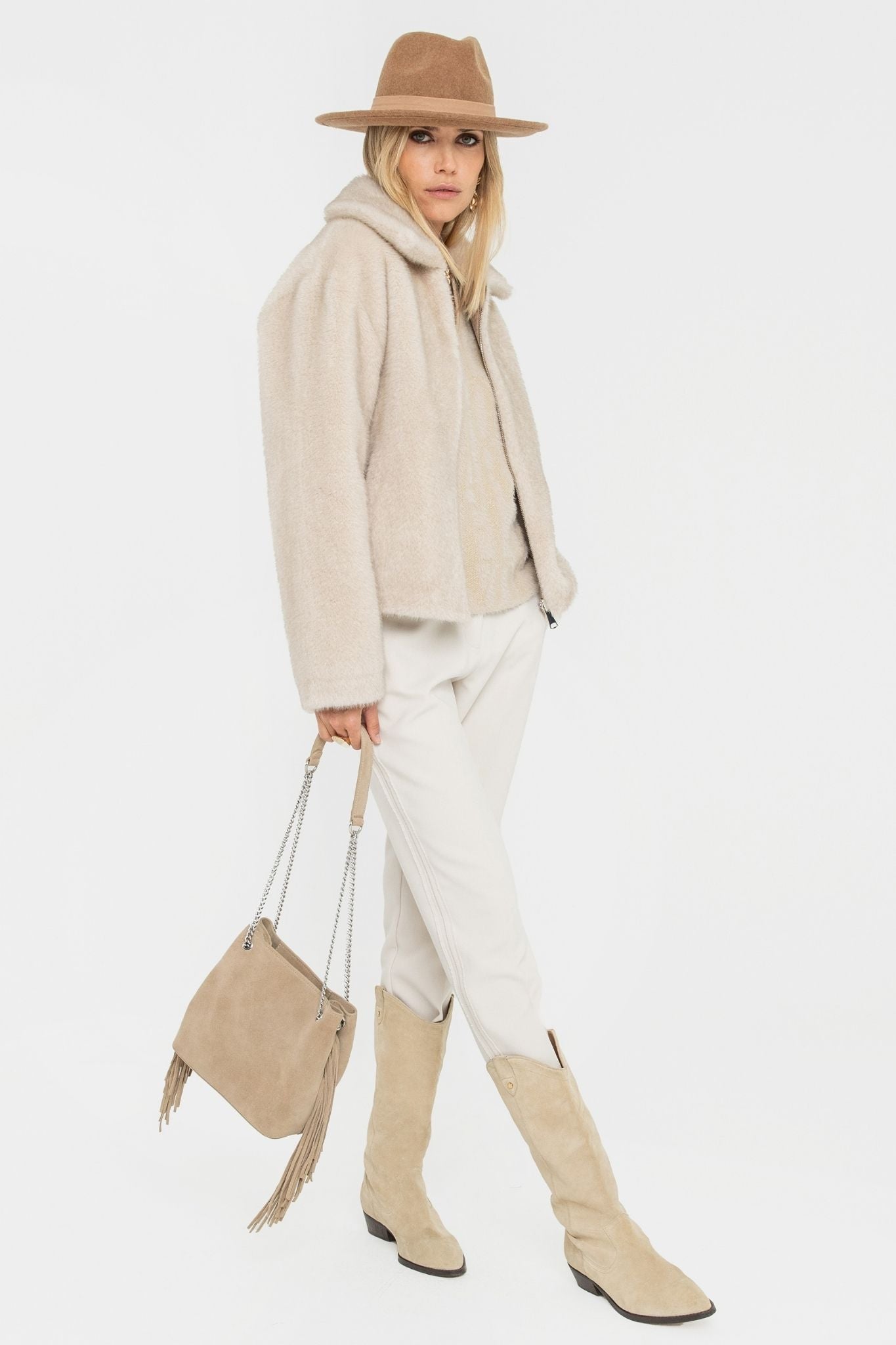 Blouson réversible beige | Elora