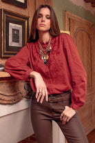 Chemise à broderie brique | Elora