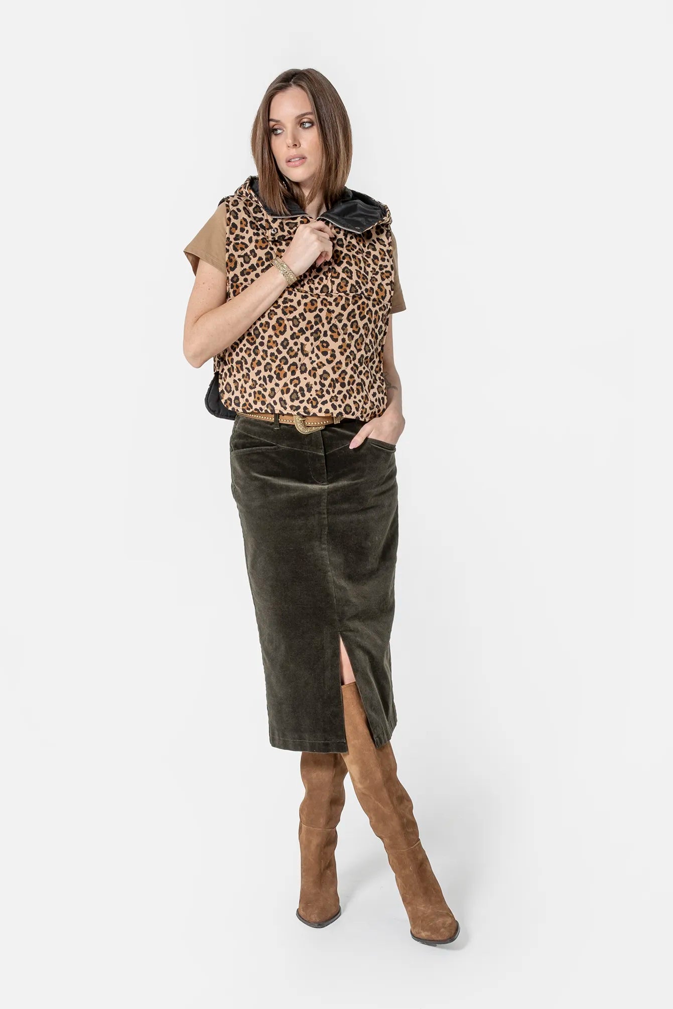 Tee shirt à strass avec message léopard | Elora