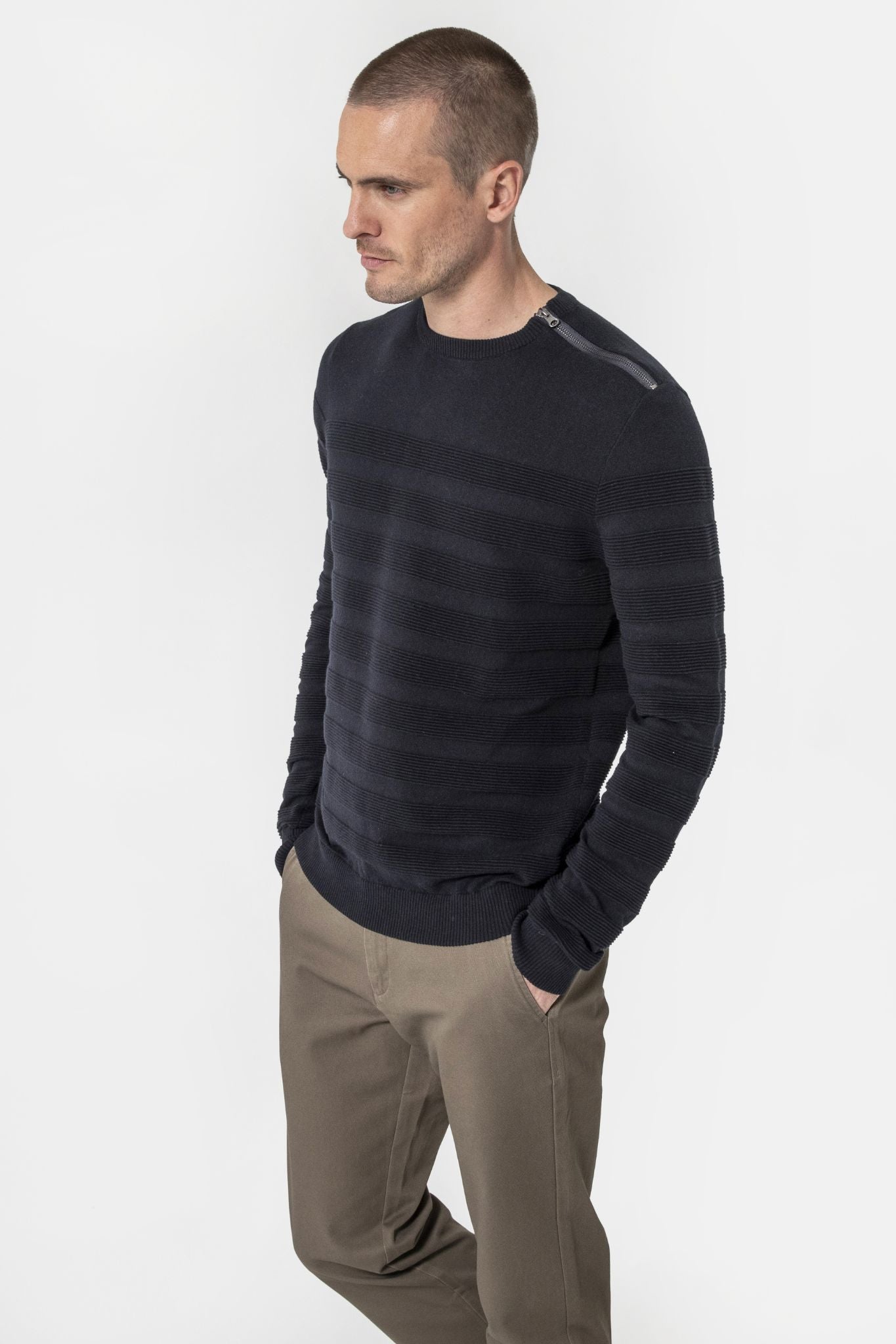 Pull effet rayé navy | Elora